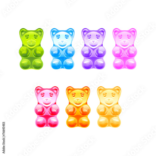 Set of bright colored gummy bears. Vector illustration