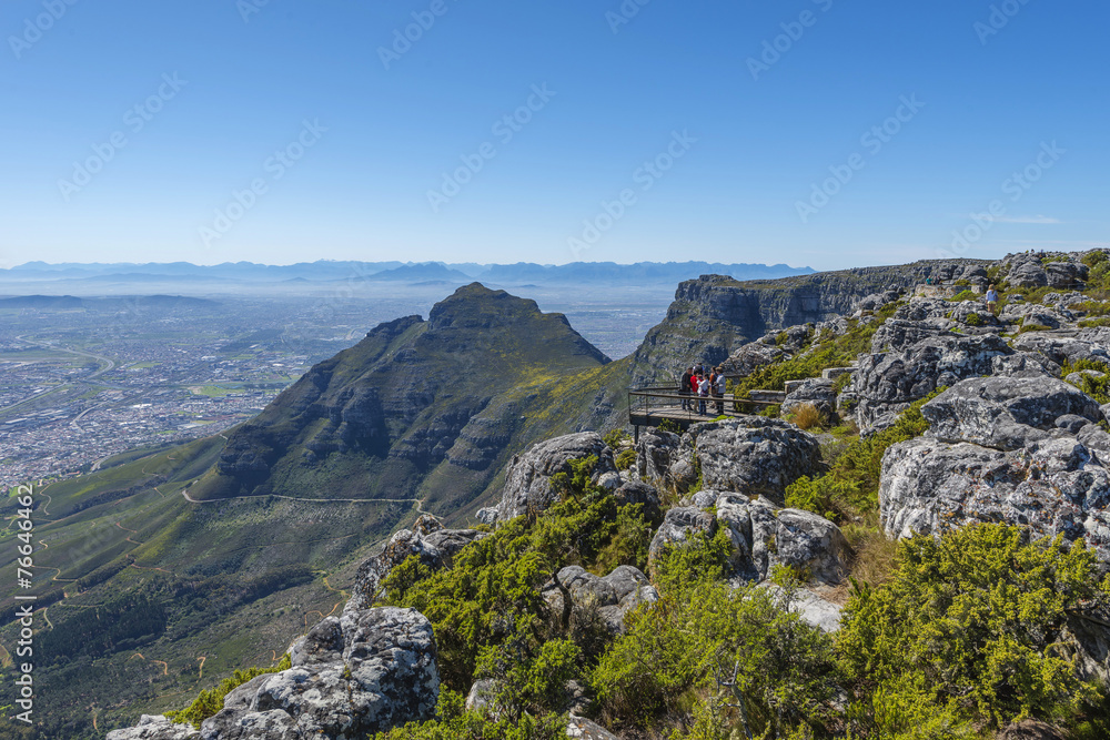 View from the flat top of Cape Town's Table Mountain
