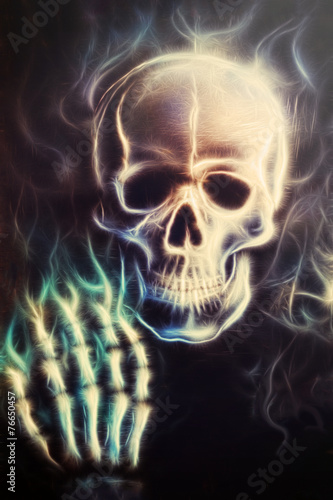 Skulll with hand painting fractal effect