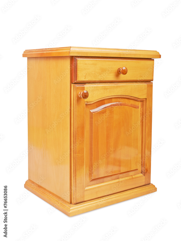 Wooden bedside nightstand isolated on a white background Wooden bedside nightstand isolated on a white background