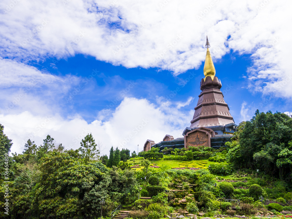 Pagoda and royal garden on the top of Doi Inthanon, Thailand