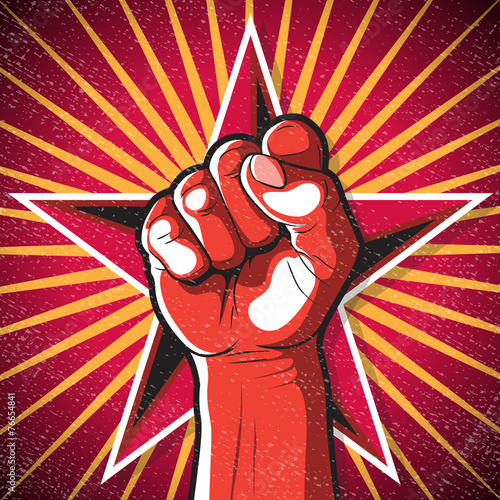 Retro Punching Fist Sign.
