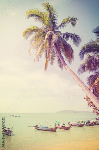 Vintage retro filtered picture of tropical beach, Thailand