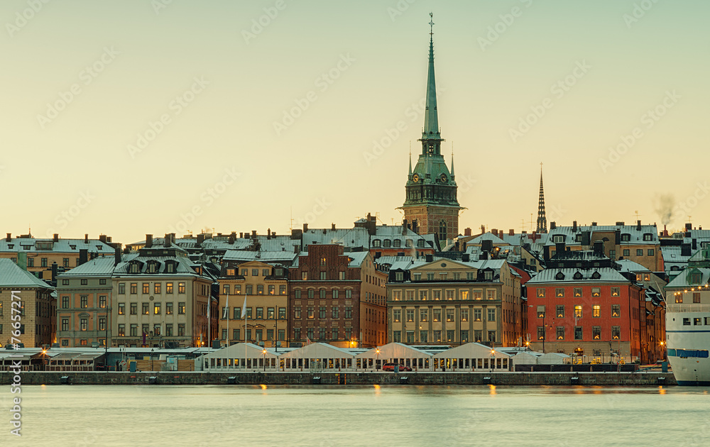 Skeppsbron Stockholm in winter.