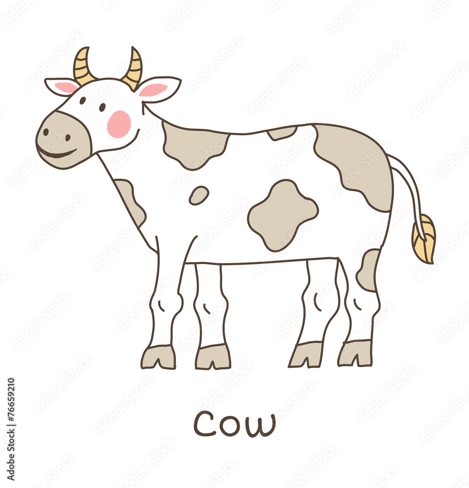 Funny cartoon cow, children illustration Funny cartoon cow, children illustration