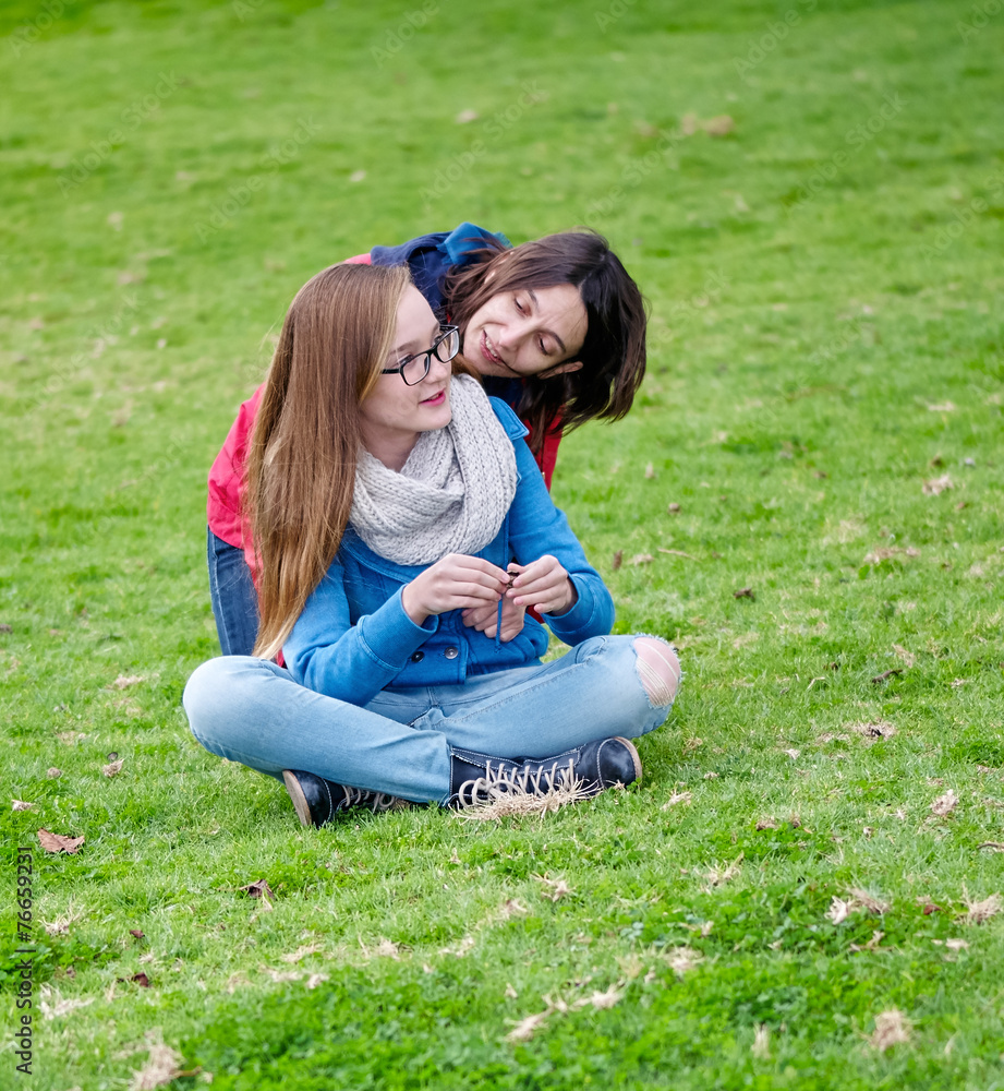 Fototapeta premium Spring. Mother and daughter outdoors