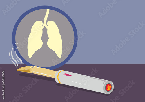 Electronic Cigar Smoking vector with Lungs and e-juice vapor photo