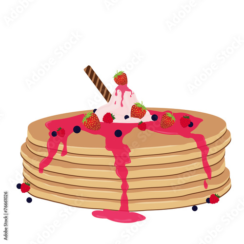 Pancakes with syrup and wild berries