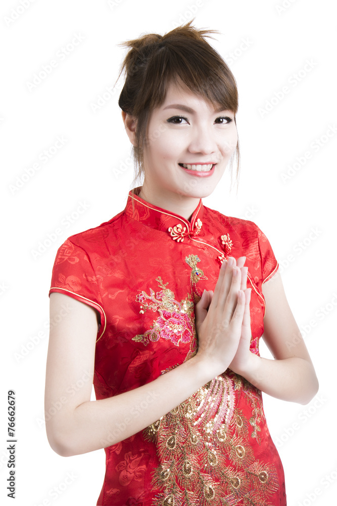 Happy chinese new year. asian woman on white background Happy chinese new year. asian woman on white background