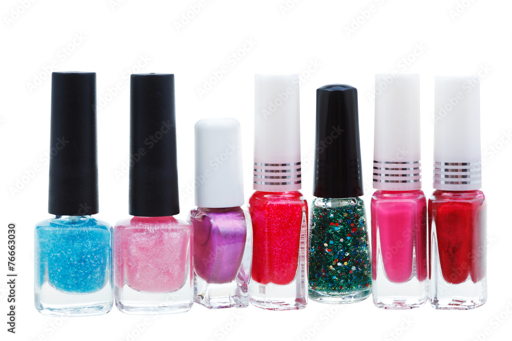 set of various nail polish isolated on white set of various nail polish isolated on white