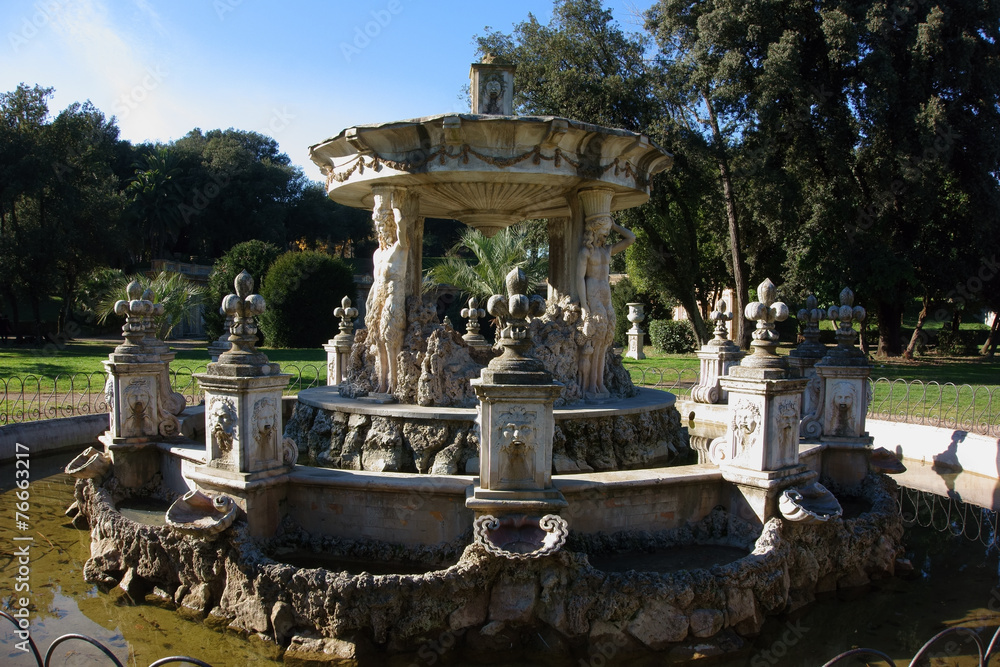 Baroque Fountain in Villa Pamphili, Rome