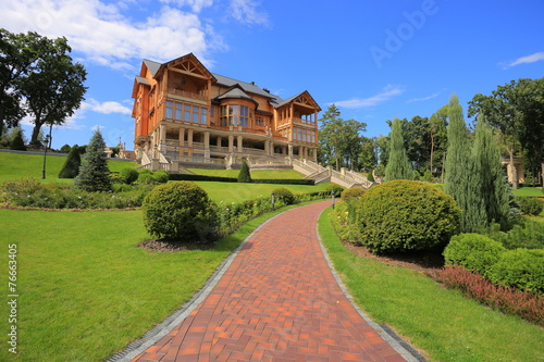 Luxury wooden honka house in Mezhyhirya residence