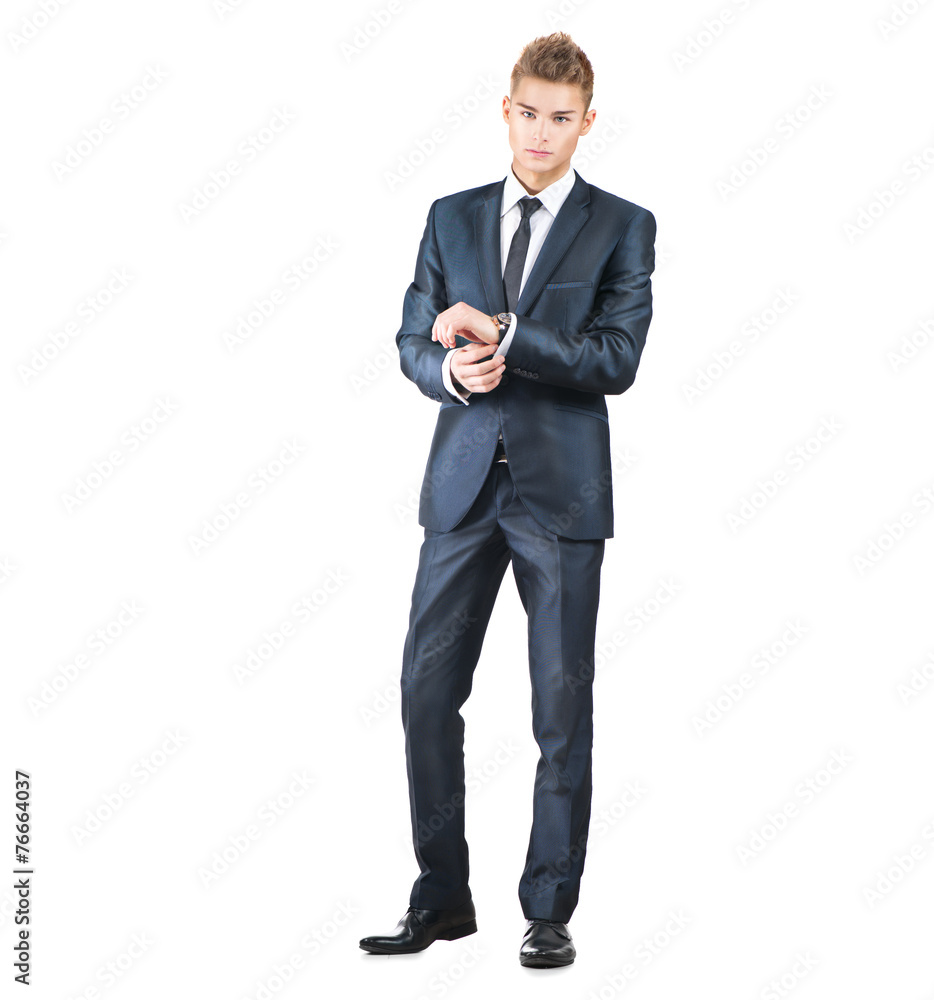 Full length portrait on young handsome man. Elegant man Full length portrait on young handsome man. Elegant man