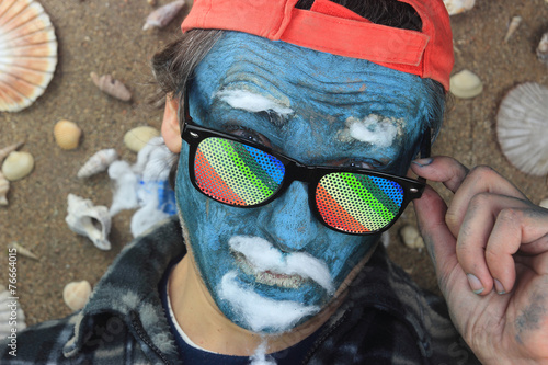 Quadro em tela crazy blue man