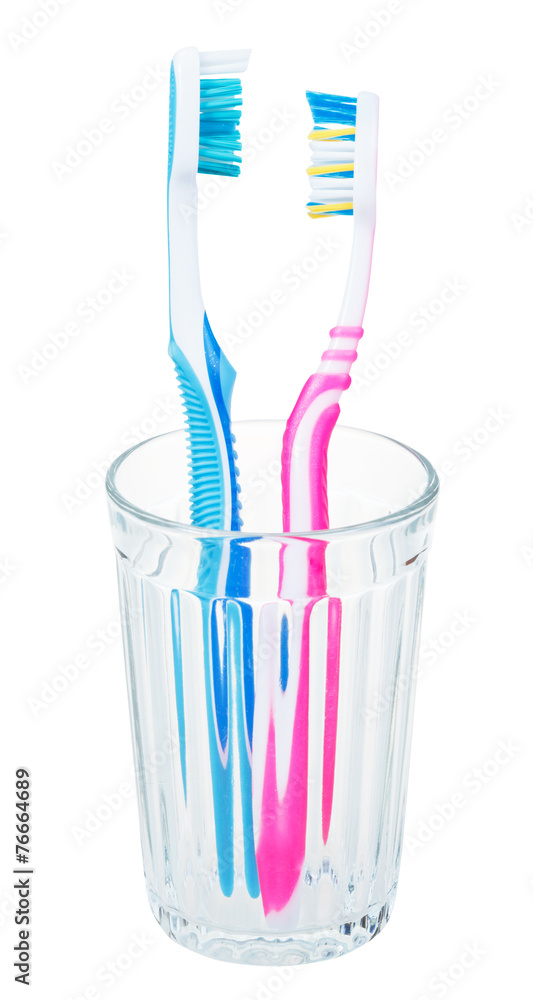 pair tooth brushes in glass pair tooth brushes in glass