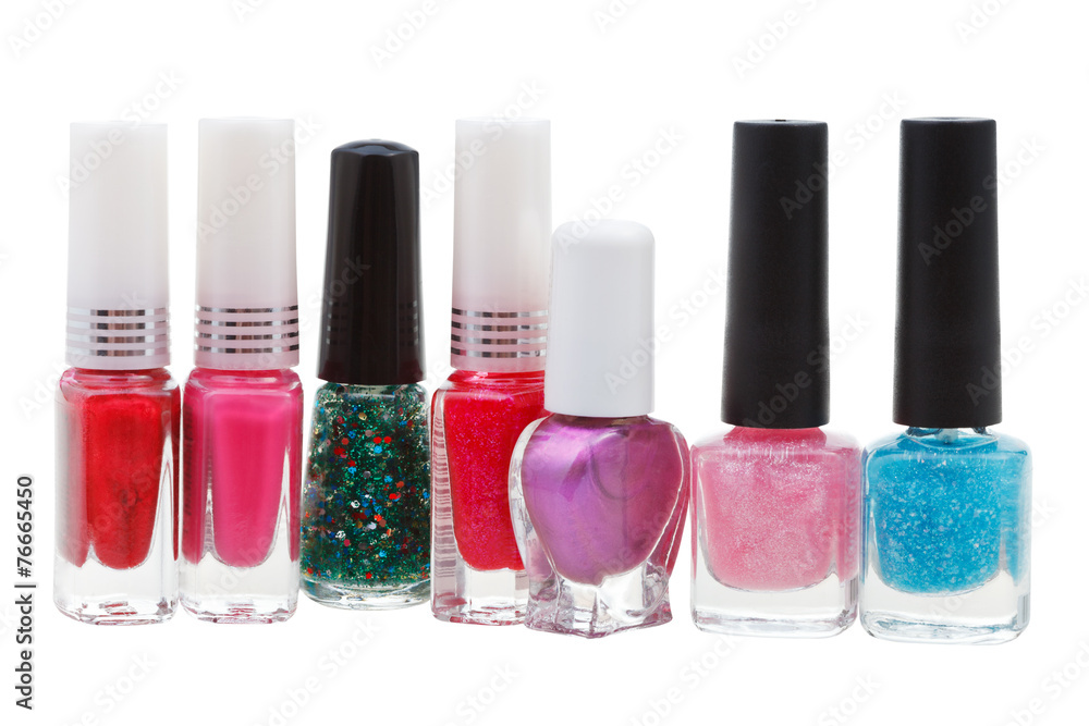 collection of various nail polish isolated on white collection of various nail polish isolated on white