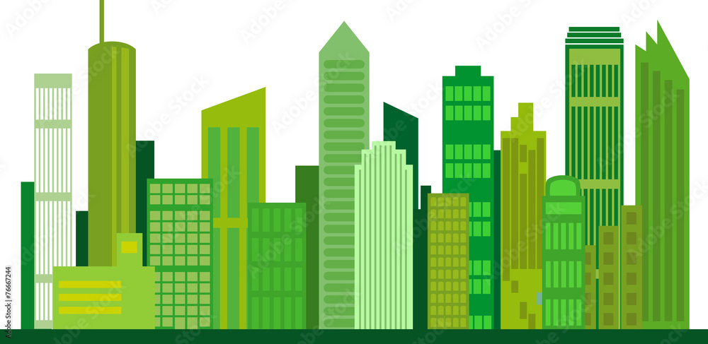 Umweltfreundliche, grüne Stadt der Zukunft, Vektor