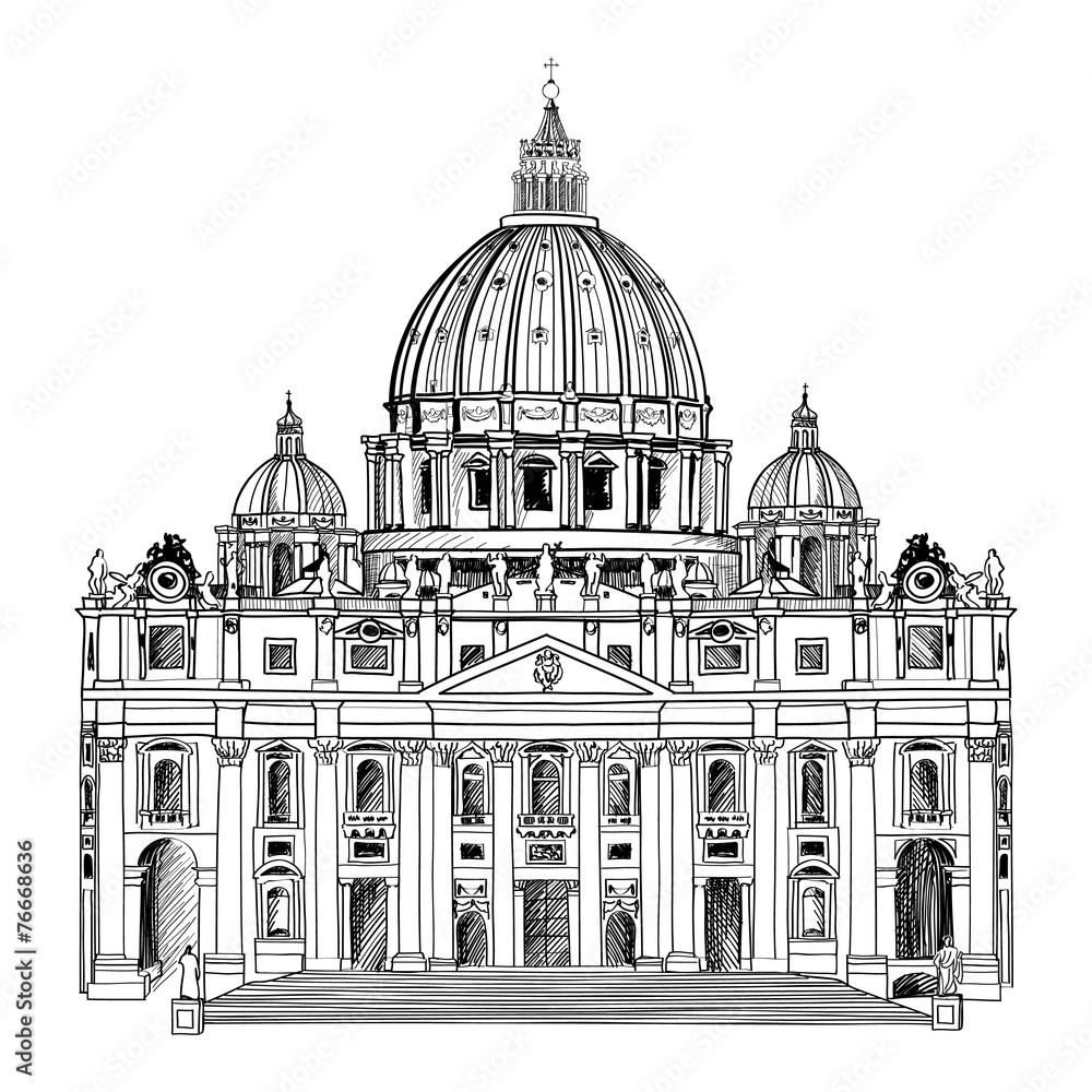 Saint Peter's Cathedral, Rome, Italy.  Vatican architecture. 