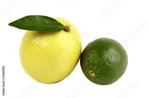 the image of the fresh whole lime  lemon isolated on the white