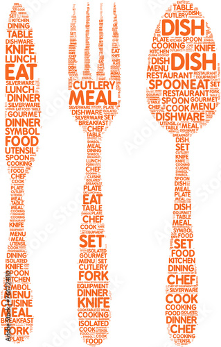 coltello, forchetta e cucchiaio tag cloud