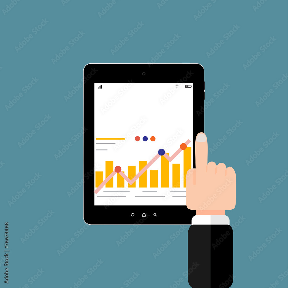 Hand with tablet, trade Hand with tablet, trade