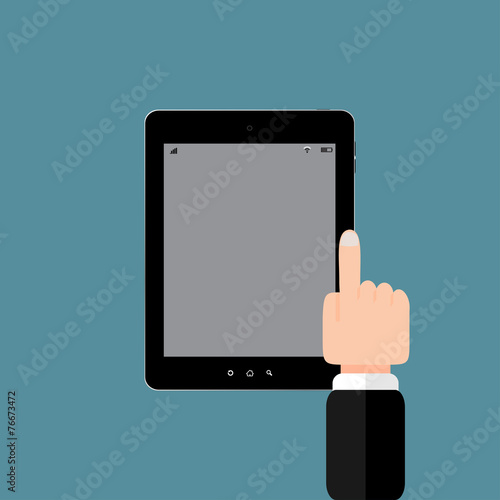 Hand with tablet touch