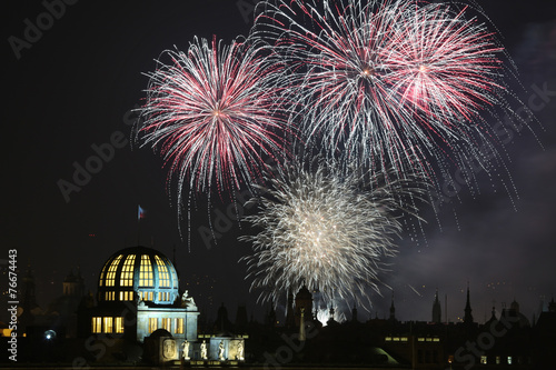 New Year fireworks over Prague, Czech Republic.