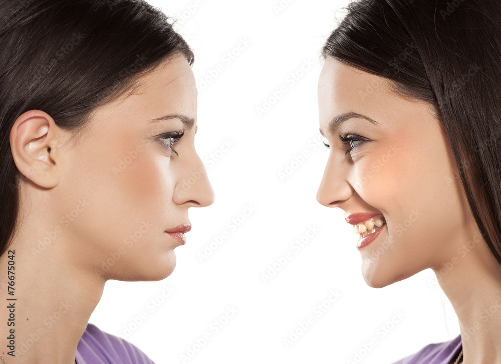 female face, before and after cosmetic nose surgery female face, before and after cosmetic nose surgery
