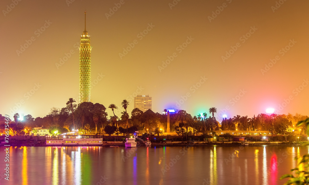 Fototapeta premium View of the Cairo tower in the evening - Egypt