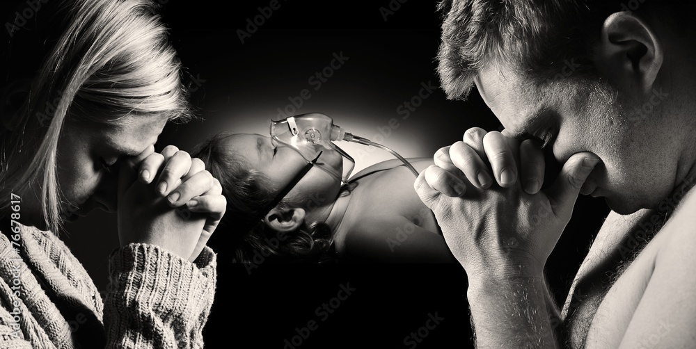 Parents pray for the health of seriously ill daughter.