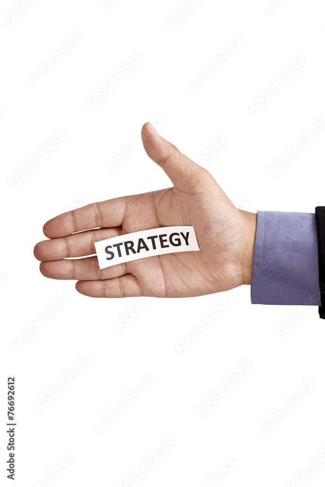 Hand Holding Paper With Strategy Text Hand Holding Paper With Strategy Text