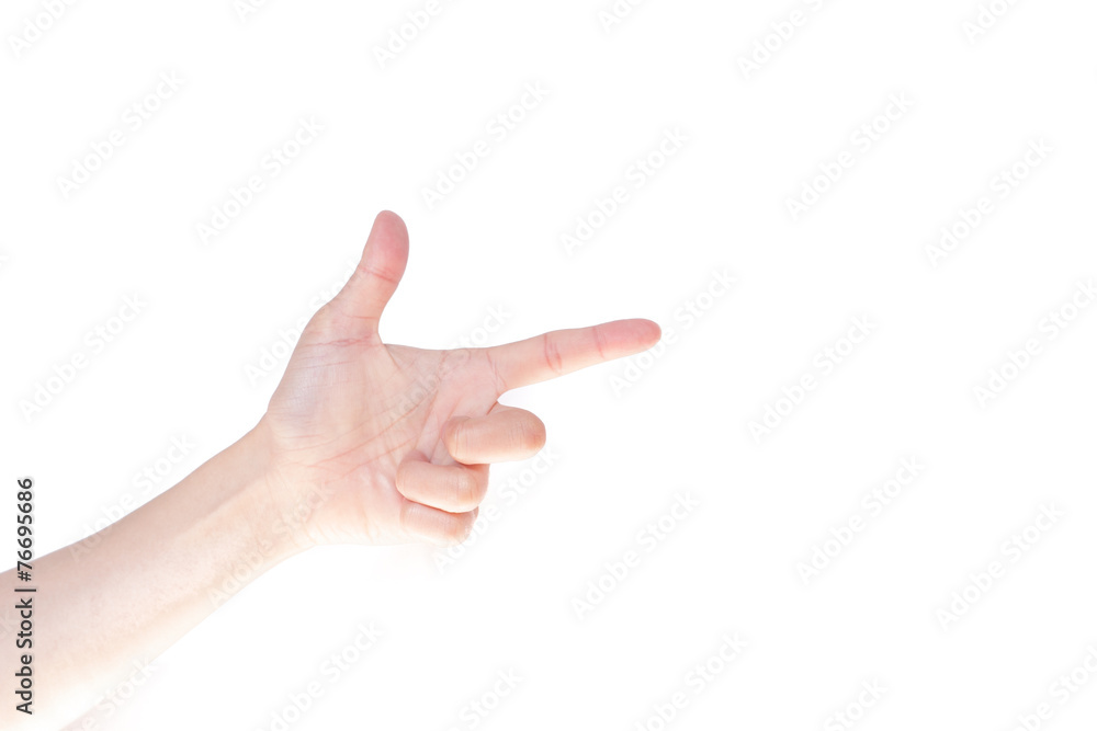 Hand gesture: Pointing index finger to the right Hand gesture: Pointing index finger to the right