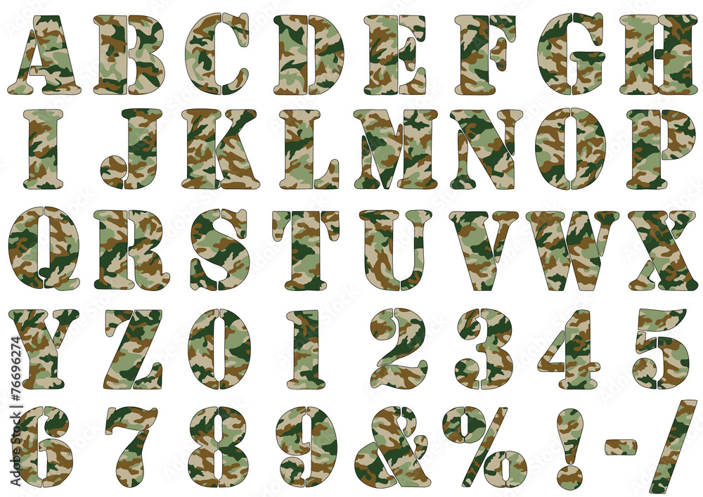 Camouflage - font vector de Stock | Adobe Stock
