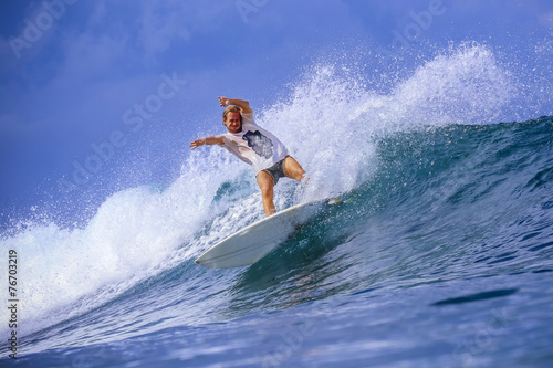 Surfer on Amazing Blue Wave