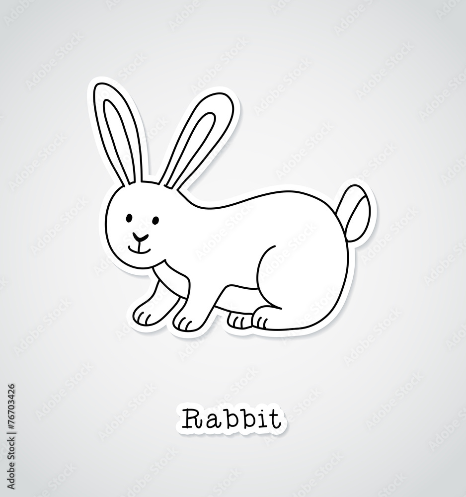 Rabbit drawing, sticker style Rabbit drawing, sticker style