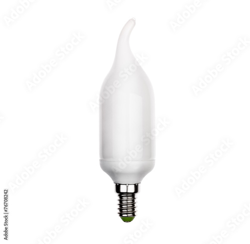 Exclusive LED light bulb with E14 socket Isolated on white photo