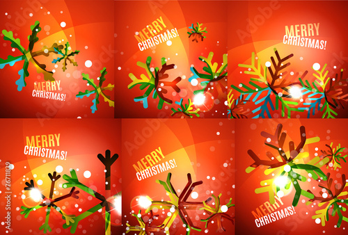 Set of colorful shiny Chrismas cards
