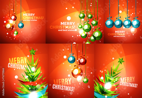 Set of colorful shiny Chrismas cards