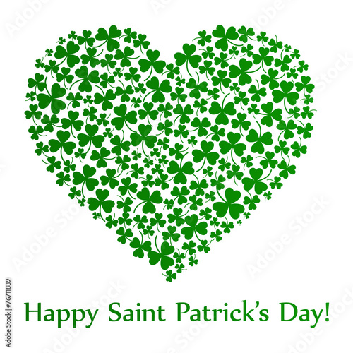 vector heart made of small shamrocks