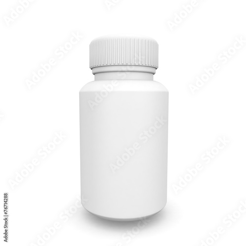 White plastic medical container for pills or capsules