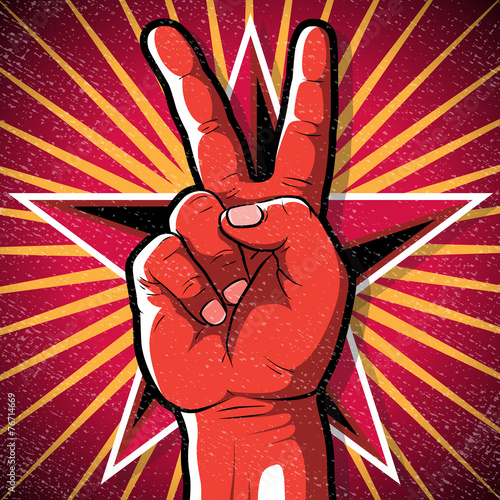 Retro Peace Hand Sign.