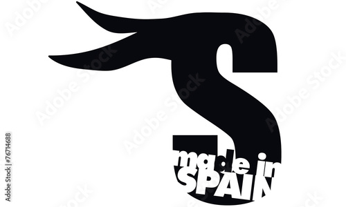 Spain country bull. Bold Spanish Patriotism: Stylized 'S' with Bull Horns and 'Made in Spain' Text photo