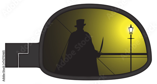 Jack The Ripper In Smashed Car Side Mirror