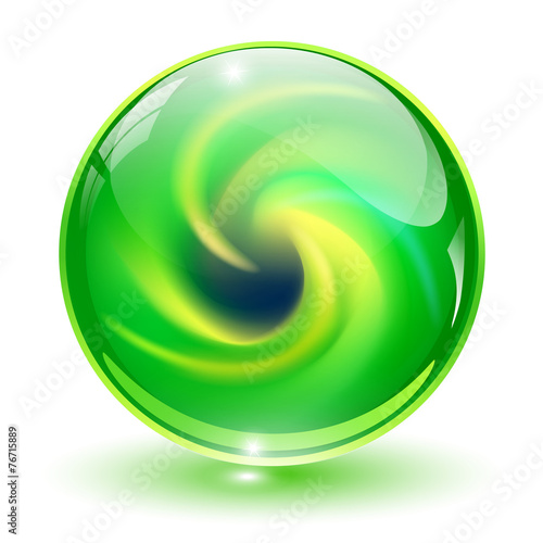 3D crystal, glass sphere green