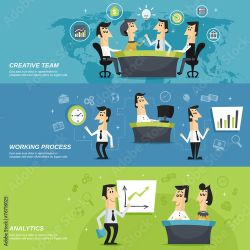 Office staff employees horizontal banners