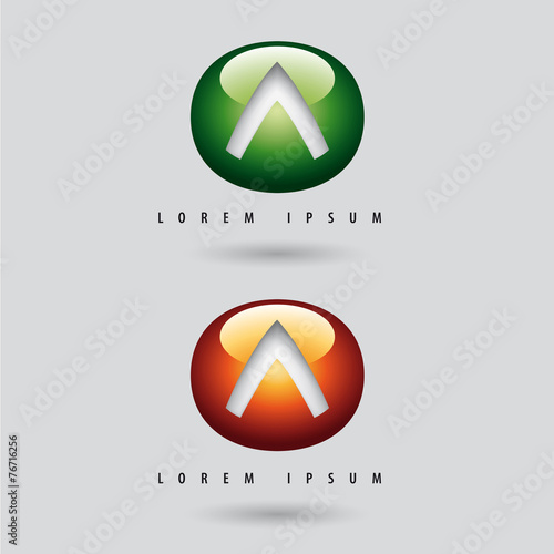 Set of dynamic logos with a triangle or arrow symbol