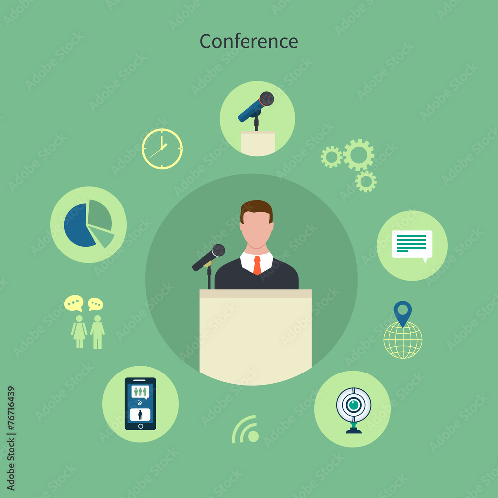 Icons set of meeting conference infographic design elements