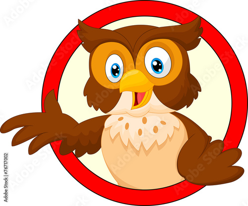 Illustration of a Smiling Owl Waving