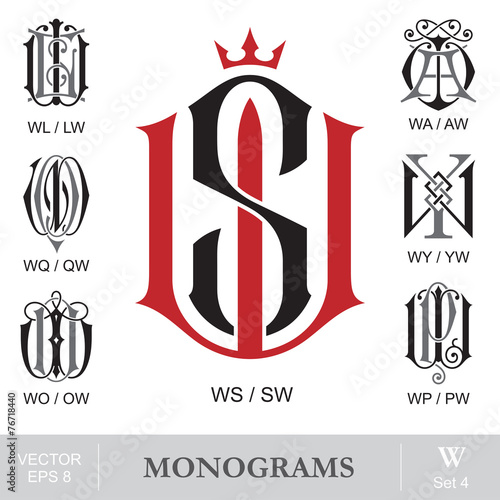 Vintage Monograms WS WL WA WQ WY WO WP