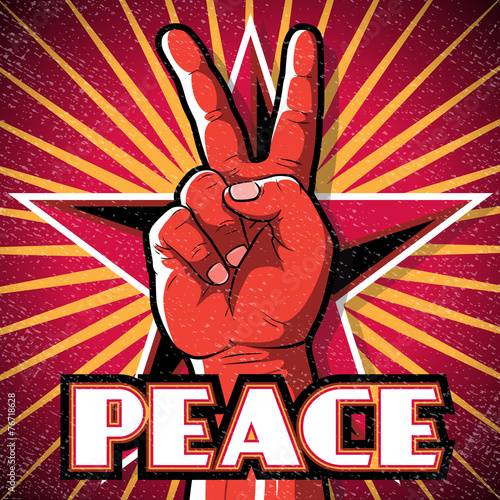 Retro Peace Hand Poster.